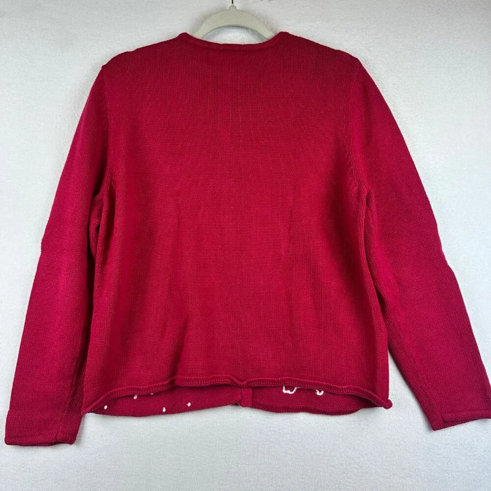 Vintage Casual Corner Annex Button Cardigan Sweater Size L Holiday Dog Winter